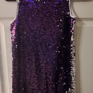 Silver/purple sequence color change dress